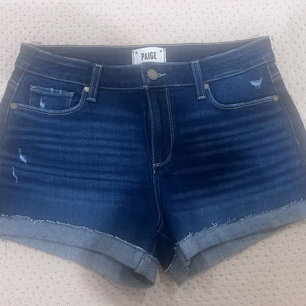 PAIGE Blue Jean Shorts with Distressed Details BRAND NEW